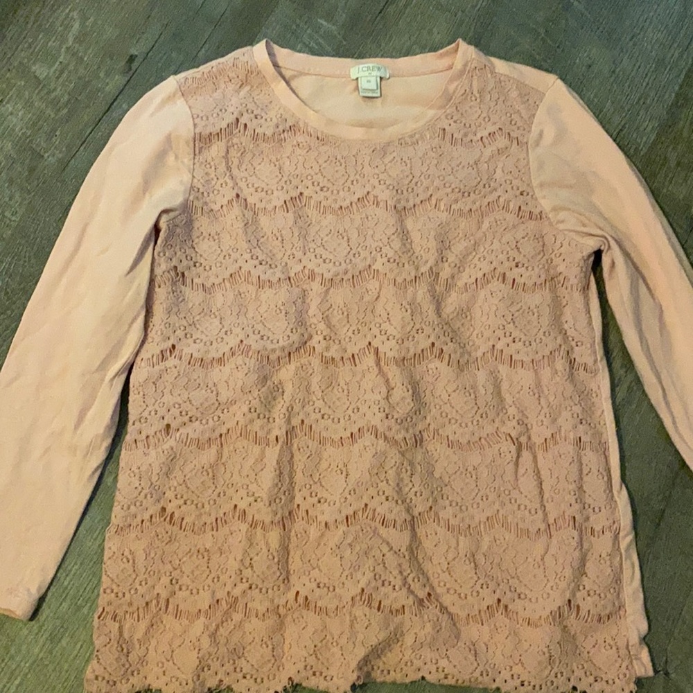 J. Crew Pink Lace Top